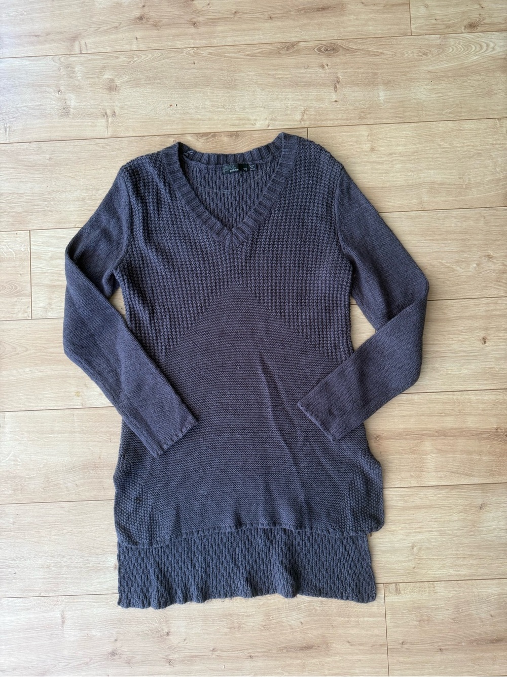 Prana Sweater Dress Womens XS Gray Organic Cotton Wool V Neck Knit Tunic